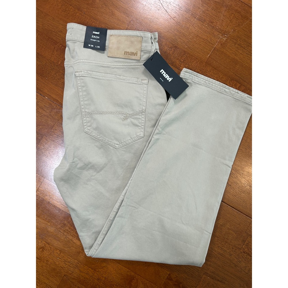 New Mavi Zach Straight Leg Pants Mens 36x30 Aluminum Twill Khaki Tan Chino